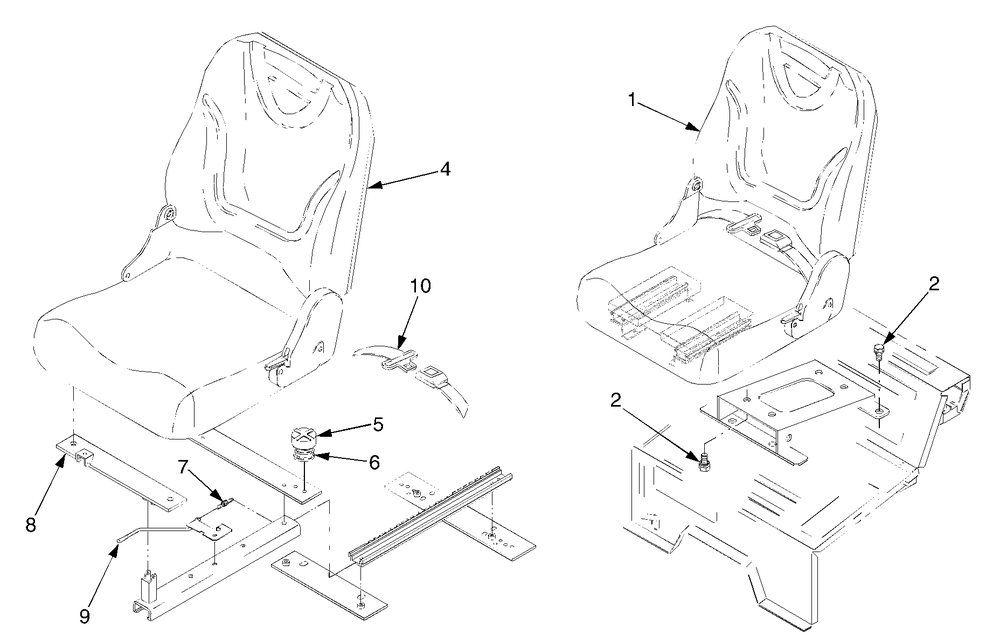 Seat Group Diagram and Parts List for 8354 54AO85A710-54AY85A710-54AZ85A710 Cub Cadet Lawn Tractor